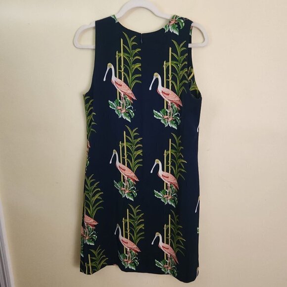 Ann Taylor Navy Crane Novelty Print Shift Dress Size 10 - Picture 4 of 7
